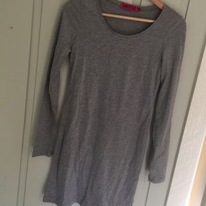 Boohoo grey long sleeve stretch cotton dress